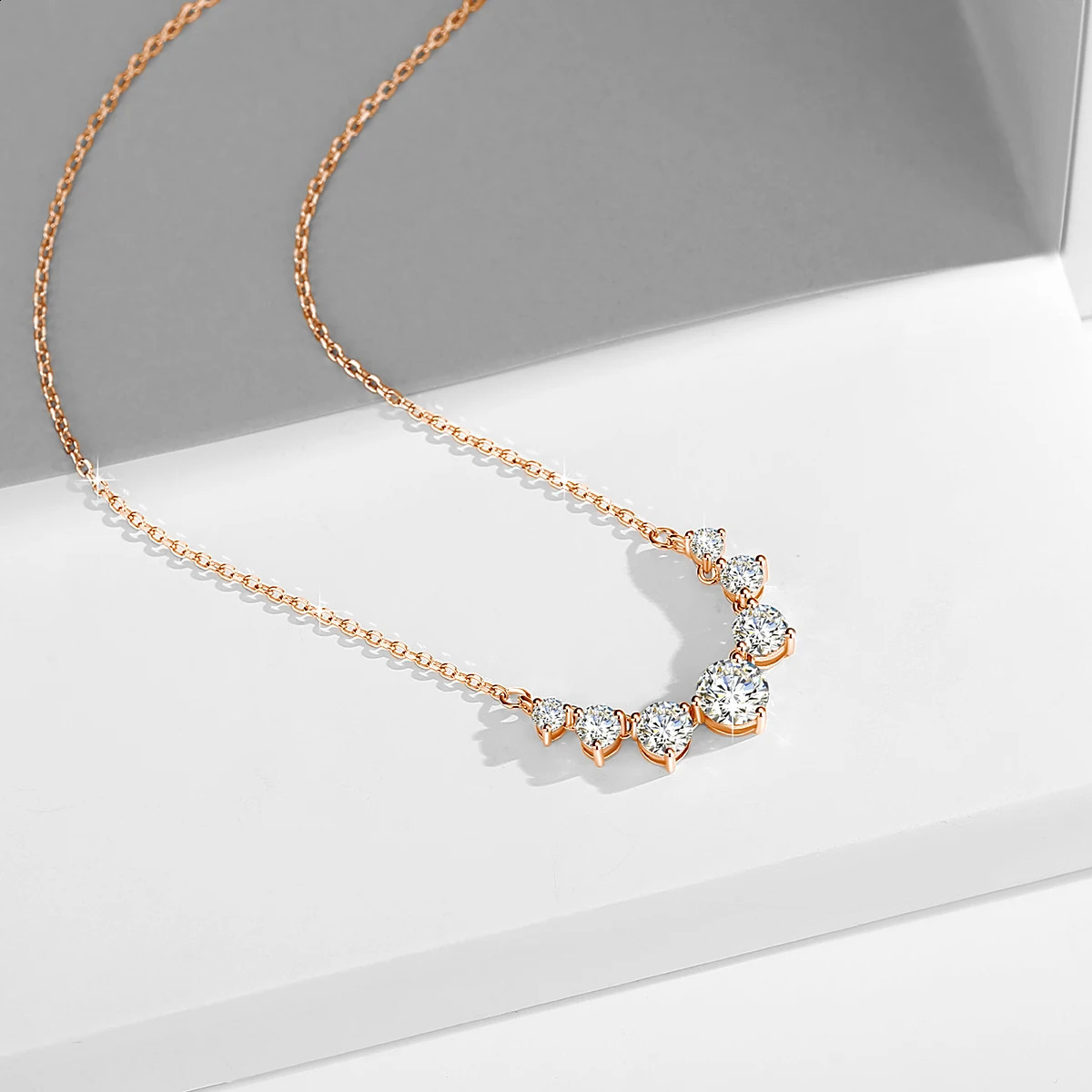 Smiles 7 Stones 28ct Mosanites Diamond Womens 925 Sterling Silver Necklaces y Sparkling Fine Jewelry GRA Certificate 241226