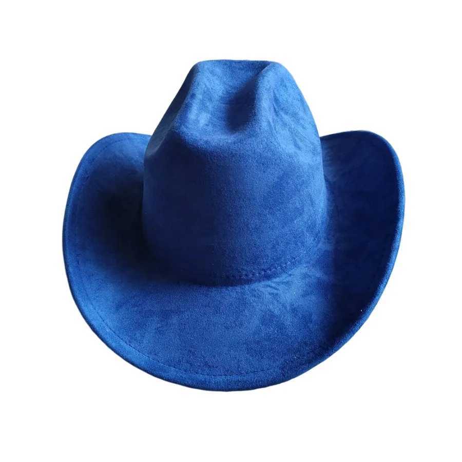 Classic Suede Leather 7.5CM Western Cowboy Womens Fedora Hat Mens Church Jazz Hat Fashion Travel Party Hat Cowboy Hat 2024 W241225
