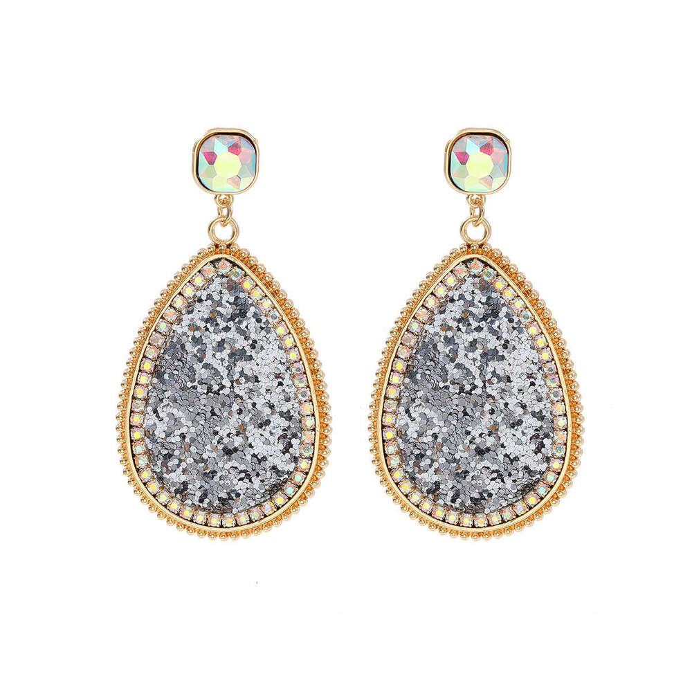 Hot selg creative alloy studded colorful dia earrings for women, exaggerated and high-end water droplet shaped ear accessories