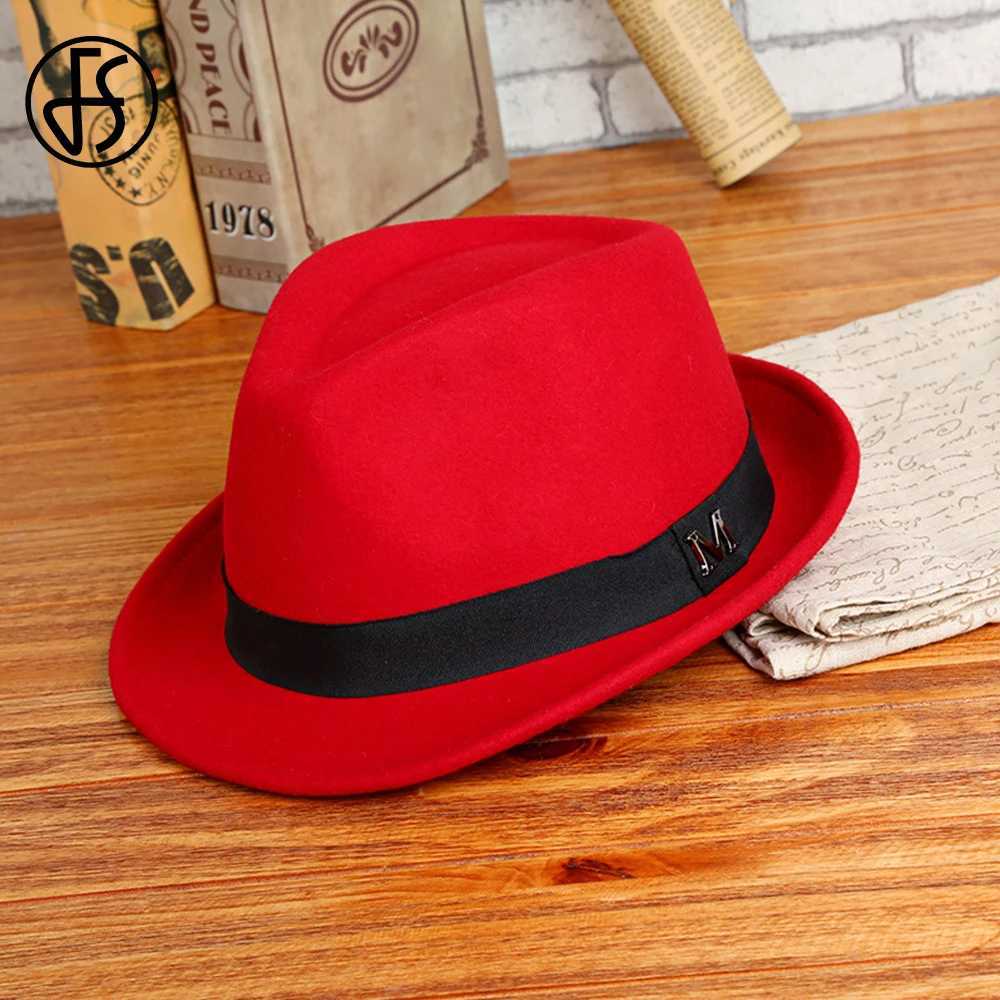 FS Gentleman Black Jazz Mens Pie Hat Trilby Panama C Winter Wool Felt Fedora Wedding Party Small Top Hat W241225