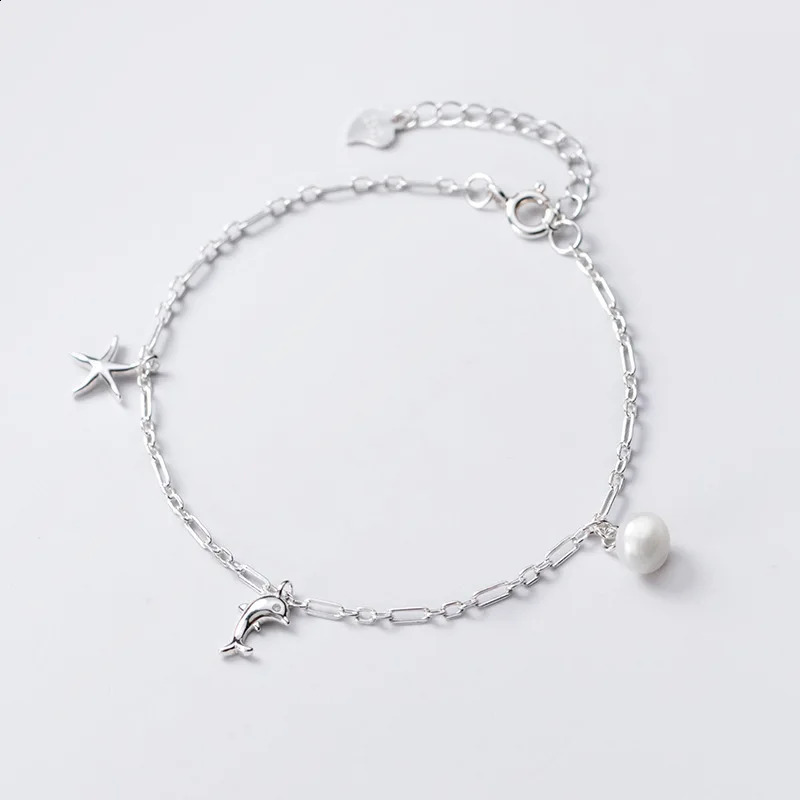 Dolphin Starfish Female 925 Anklet Women Sterling Silver Women Fashion Bracelet Pearl Hand Jewelry Fine Chain Ladies Aesthetic 241226