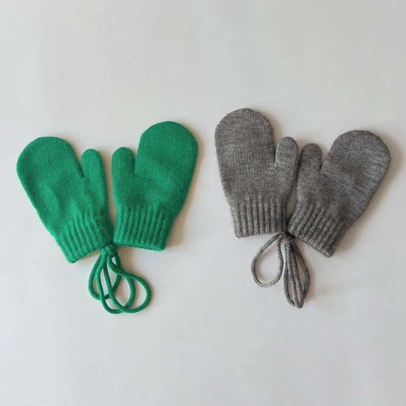 Wool Baby Winter Gloves Candy Color Halter Kids Mittens for Children Girls Boys Accessories Warm Knitted 14Y 241225