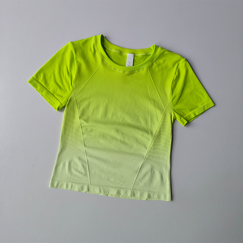 Seamless Yoga Shirt Fiess Short Sleeve Crop Top Workout Tops Gym Clothes For Women Running Gradient Sport T-Shirts