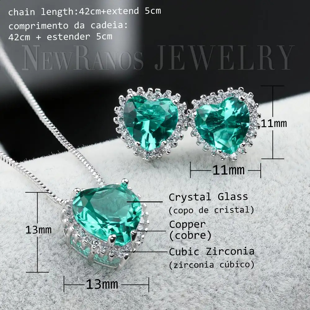 Small Heart Women Jewelry Sets Zirconias Pendant Necklace Earrings Set Statement Jewlery for Women Fashion Jewelry SQM009624 241226