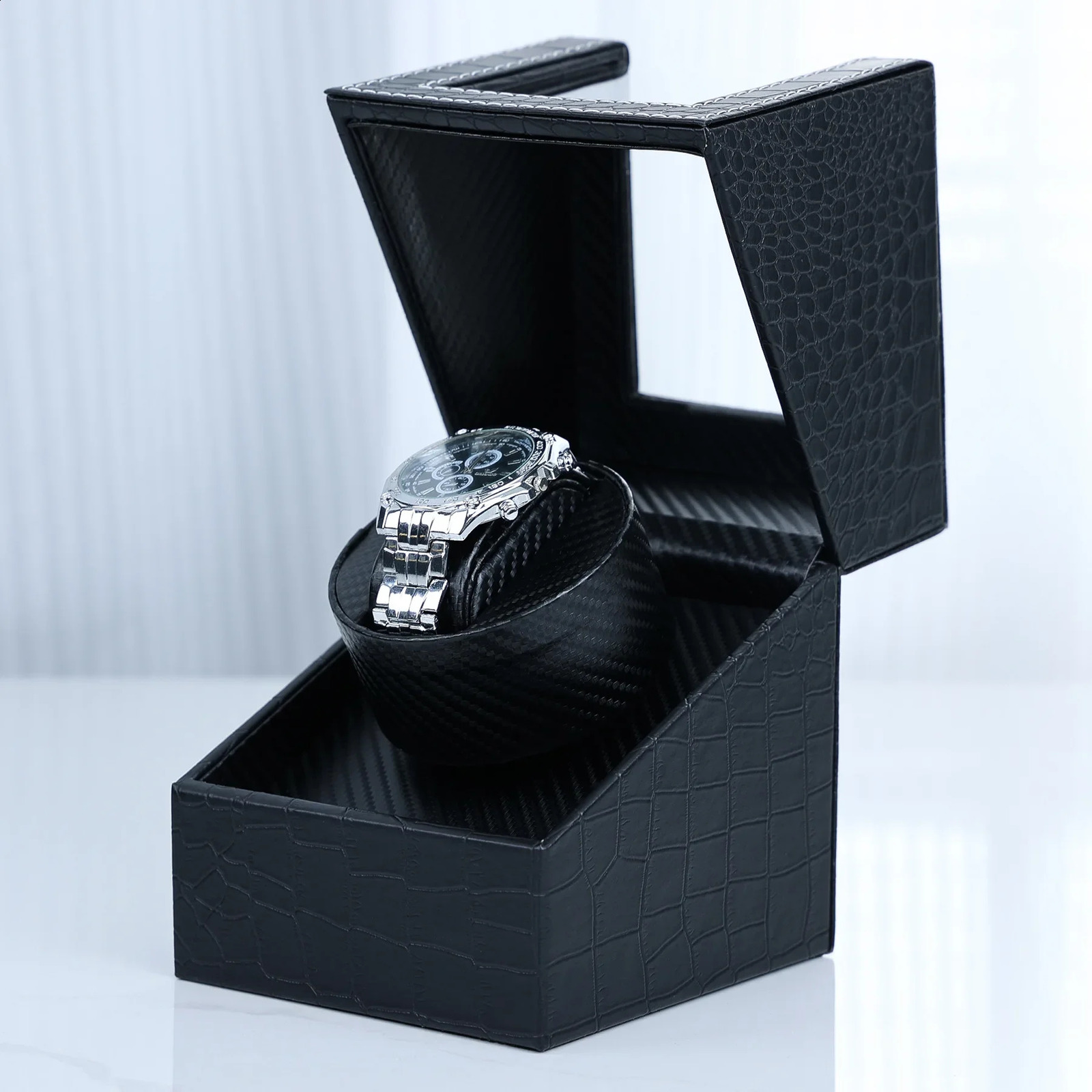 Delas Watch Winder Box Automatic Electric Motor Pu Leather Silent Anti-magnetic Mechanical Watch Shaker 241226