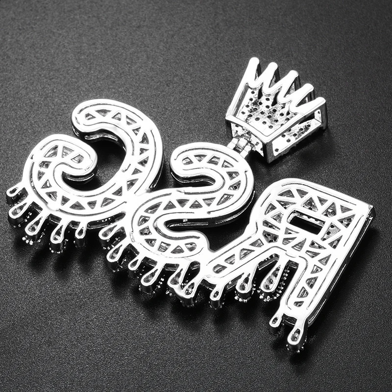 Iced Out Letter Custom Name Necklace Pendant For Men Hip Hop Jewelry Personalized Crown Drippy Cubic Zircon Charms Gift 241226