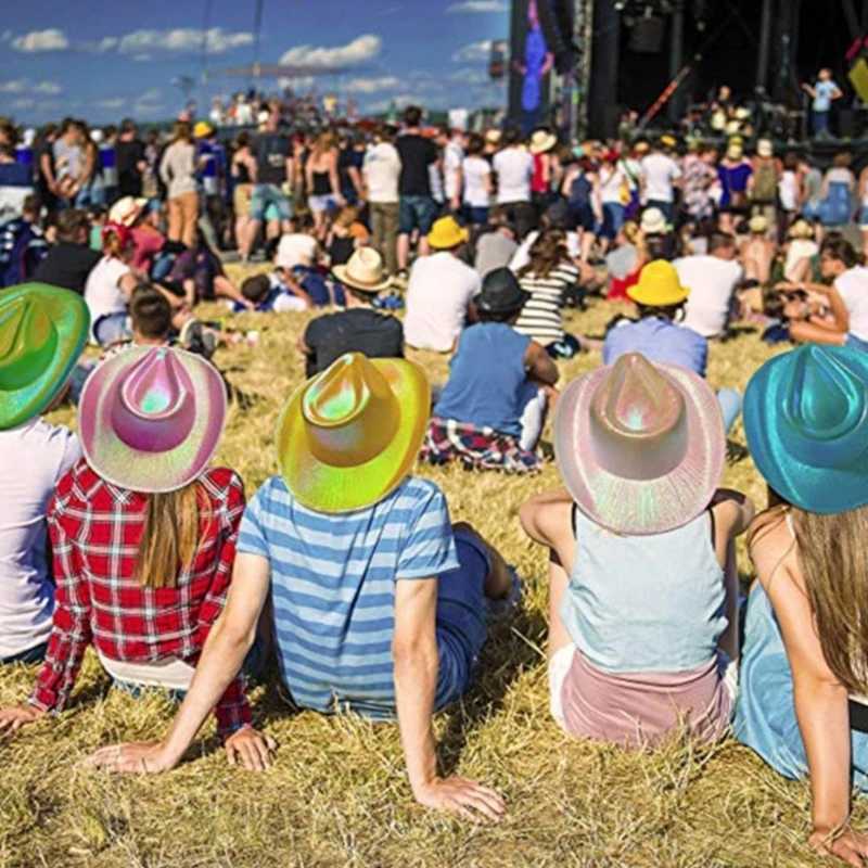 Sparkling Cowboy Hat Aurora Sparkling Wild Singles Party Disco Shining Cowboy Hat Actor Disco Hat W241225