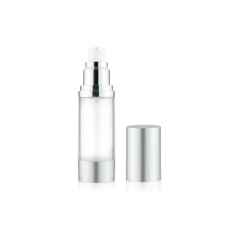 Bright/Matte Silver Vacuum Bottle Pump Airless Portable Cosmetic Lotion Treatment Travel Empty Container 15ml/30ml/50ml 241225