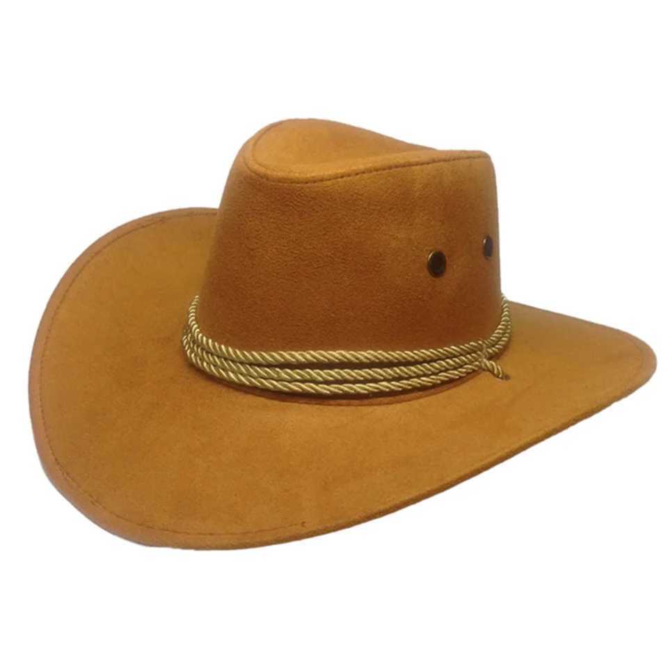 New artificial suede Western cowboy hat retro big edge gentleman cowboy girl jazz hat holiday party role-playing hat W241225