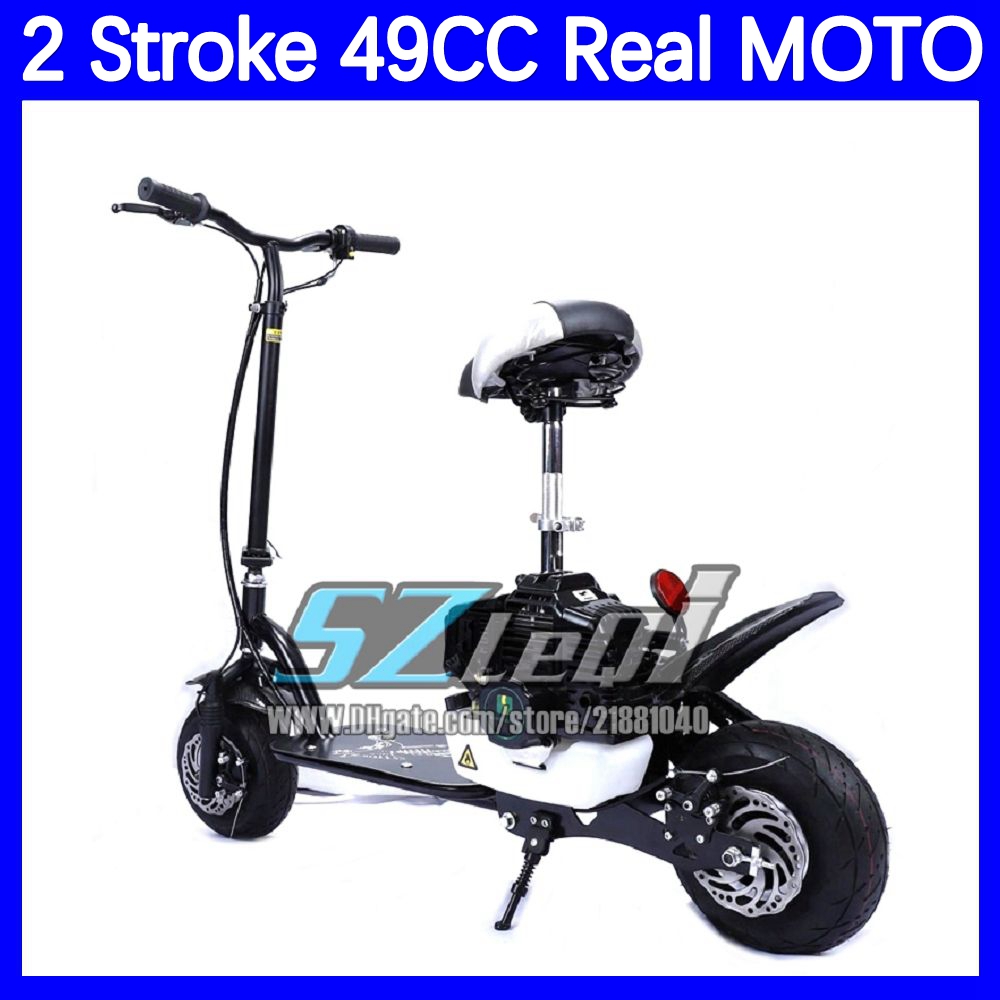 Gas Folding New Arrivals Adult Gasoline Scooter 49CC Two Stroke Engine Black Motorcycle Outdoor Sports Competition Men Women Racing Game Motorbike Bir