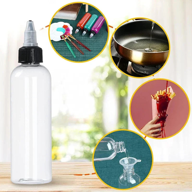 30PCS 30ml/60ml/100ml/120ml Plastic Refillable Bottle PET Oil Liquid Dropper Bottles Twist Top Cap Tattoo Pigment Ink Containers 241225