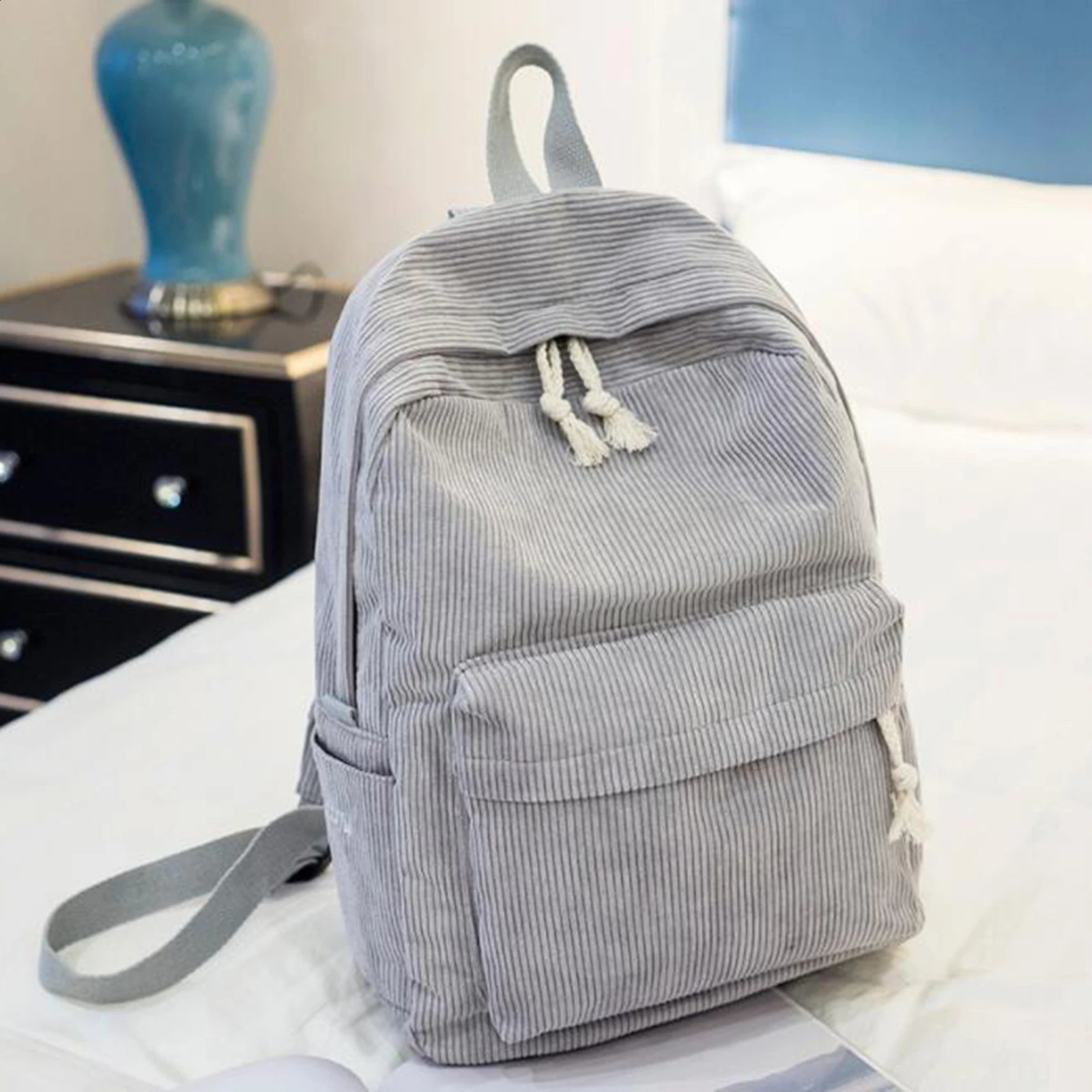 Women Backpack Corduroy School Backpacks For Teenage Girls School Bag Striped Rucksack Travel Bags Soulder Bag Mochila 241226