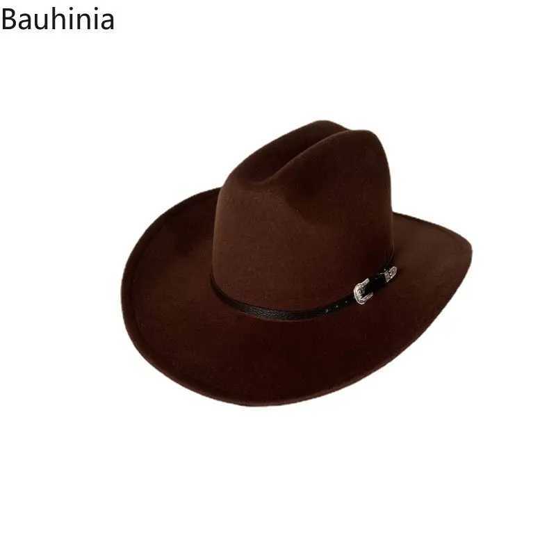 Bauhonia Retro Western Mens Cowboy Hat Wide Brim Gentleman Jazz Hat Cowboy Girl Cloche Church Cs Sombrero Hombre W241225