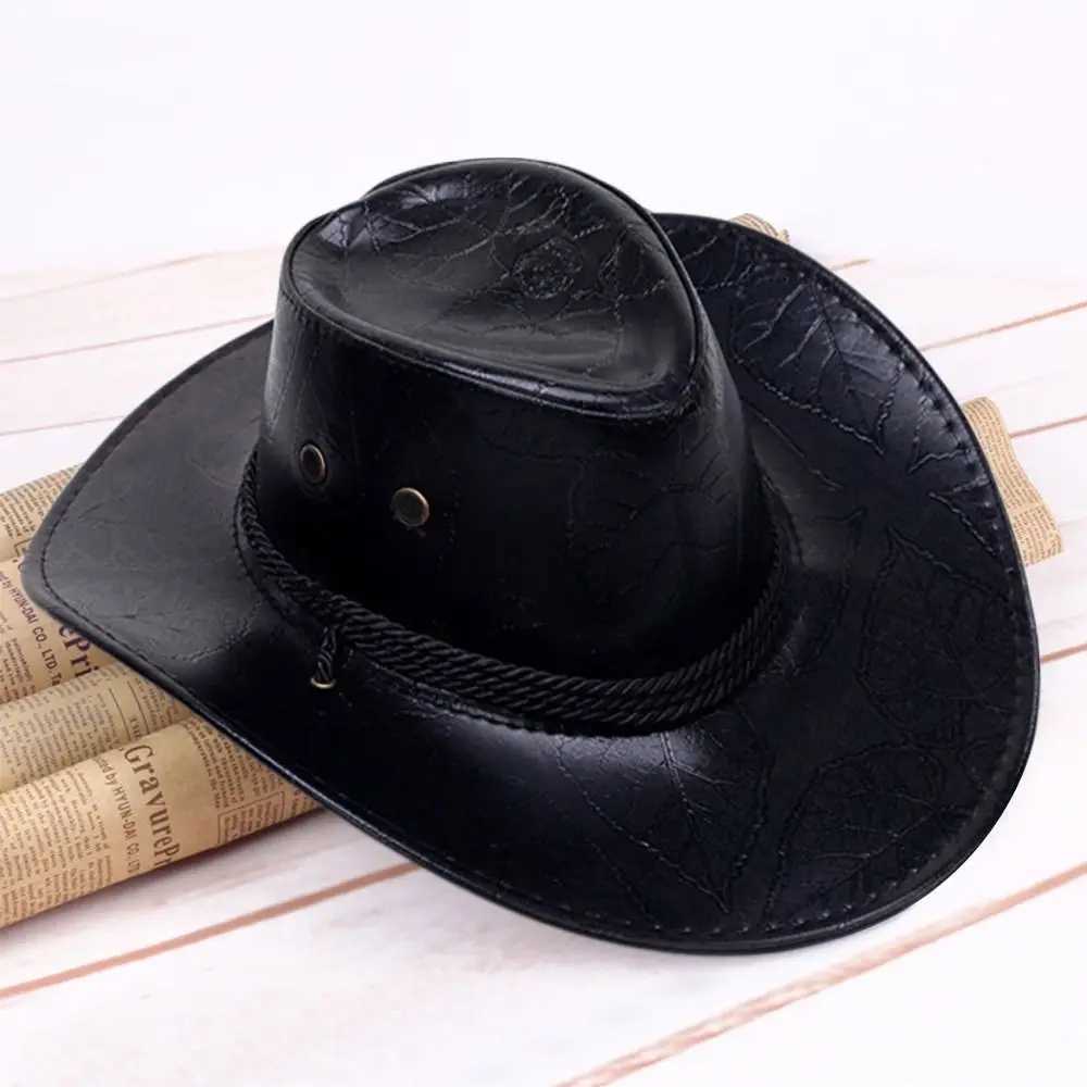 Cowboy Knight Hat Western Sun Hat Womens Leather C Gentleman Jazz Retro C Grassland Summer Autumn Visors W241225
