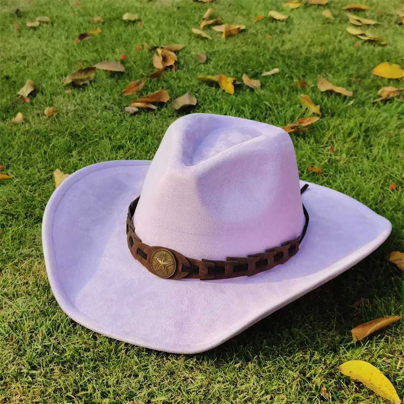 Western style denim hat mens denim hat mens denim hat mens jazz hat cs wide brown fashionable felt Fedora hat wholesale Panama sombrero hombre W241225
