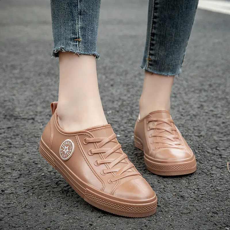 Lorilury Rain Women Boots High Top Rubber Jelly Shoes Summer Ankle Galoshes Casual Womens Plush Rubber Rain Boots 241226