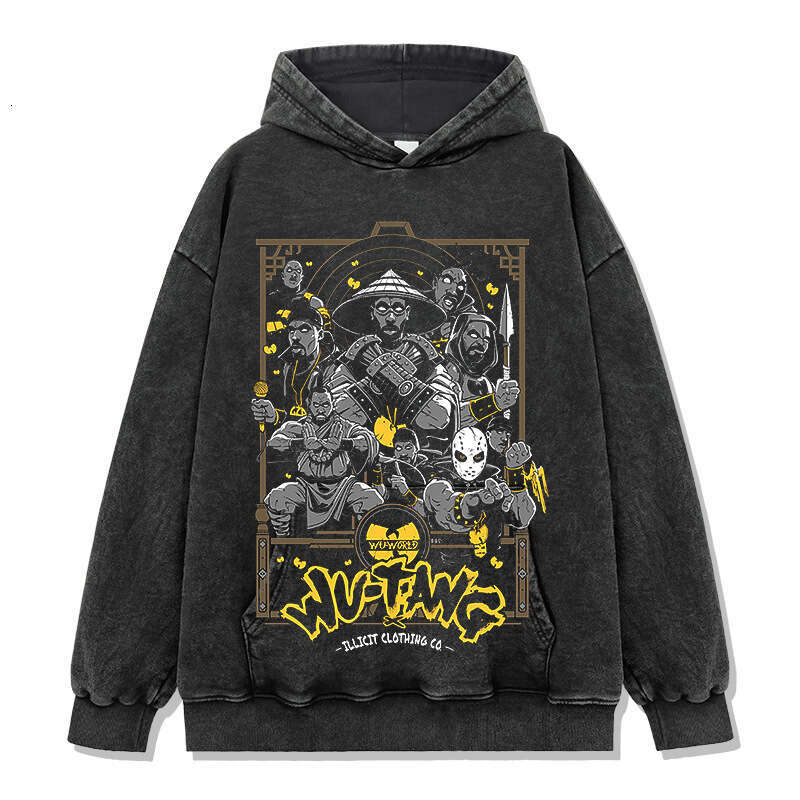 Wu Tannan Wudang style printed short sleeved T-shirt, loose RapHIPHOPTEE round neck hooded sweatshirt