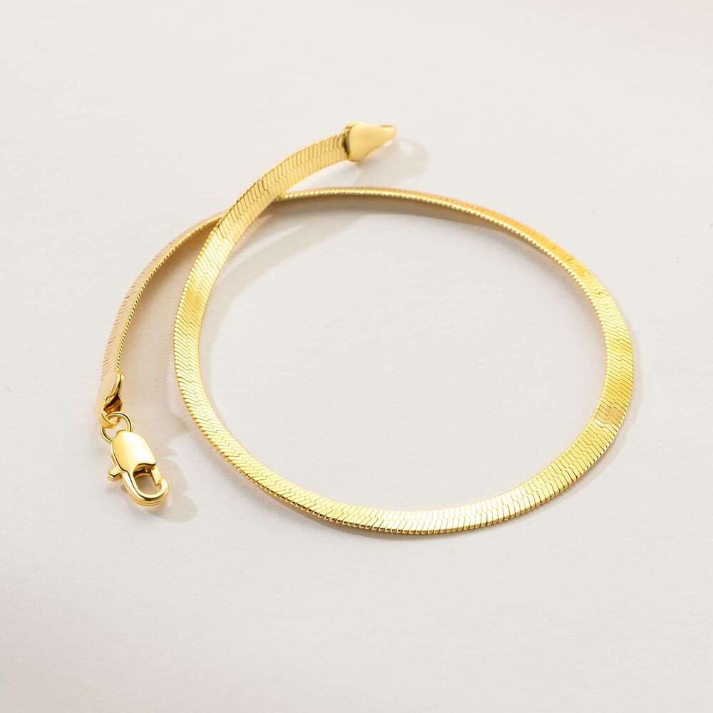 14K Gold Herringbone Chain Ankle Bracelets for Women Waterproof Vintage ful Women's Anklets 9,10,11