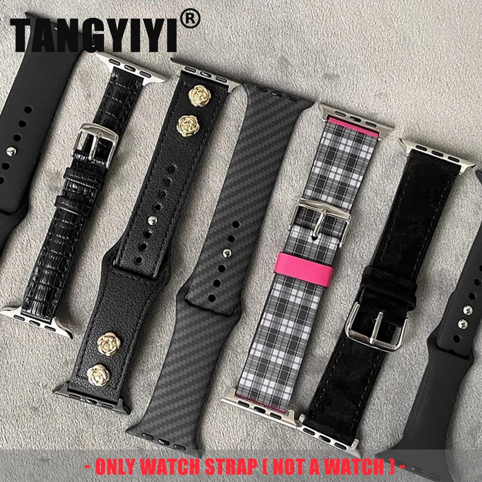 Black Nylon Magnetic Silicon Leather Strap For Watch Band S10 9 8 7 6 SE 5 38/40/41/42/44/45/46/49mm Bracelet 241220