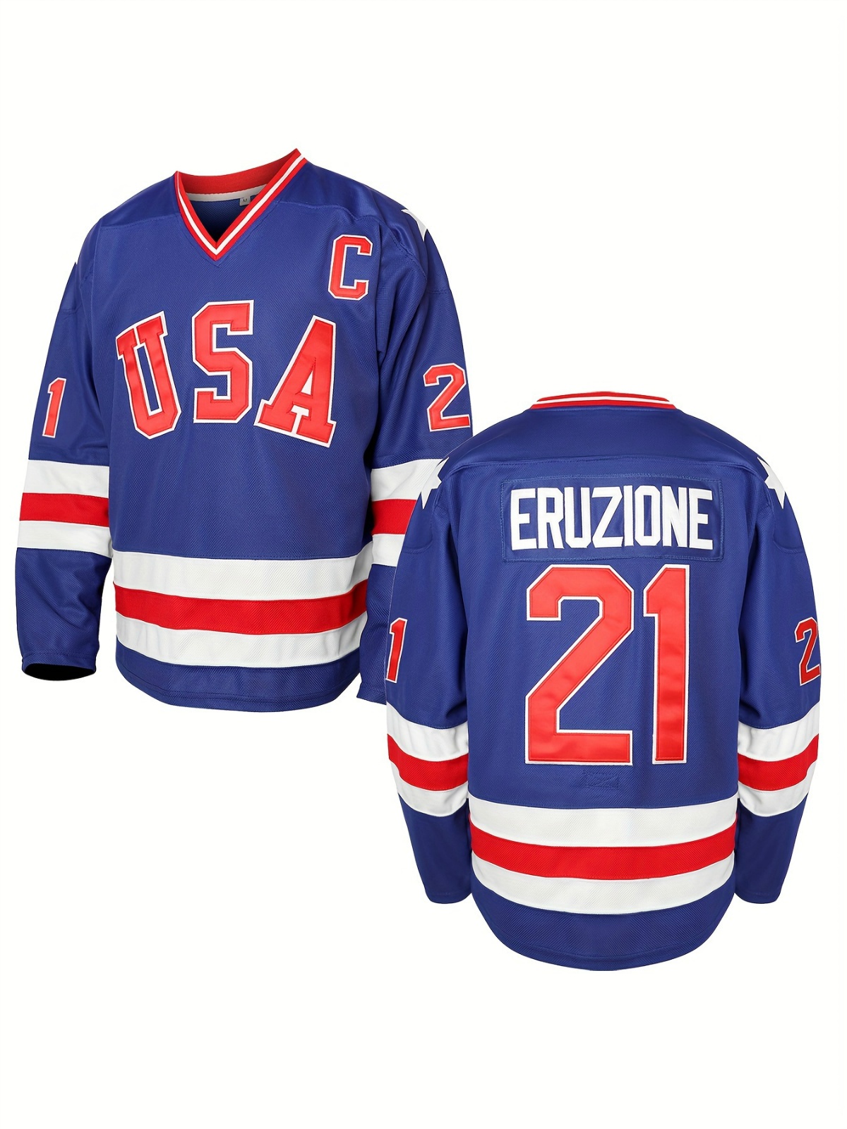#17 21 30 Men's Retro 1980 USA Ice Hockey Jerseys Stitched In Stock Fast Shipping Loose Fit V-Neck Hockey Jersey for Daily Casual&Sports Wear