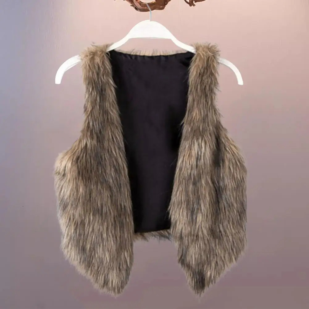 Female Faux Fur Womens Rabbit Knitted Raccoon Collar Vest Vests Real Sleeveless Gilets Tops Wholesale 241223