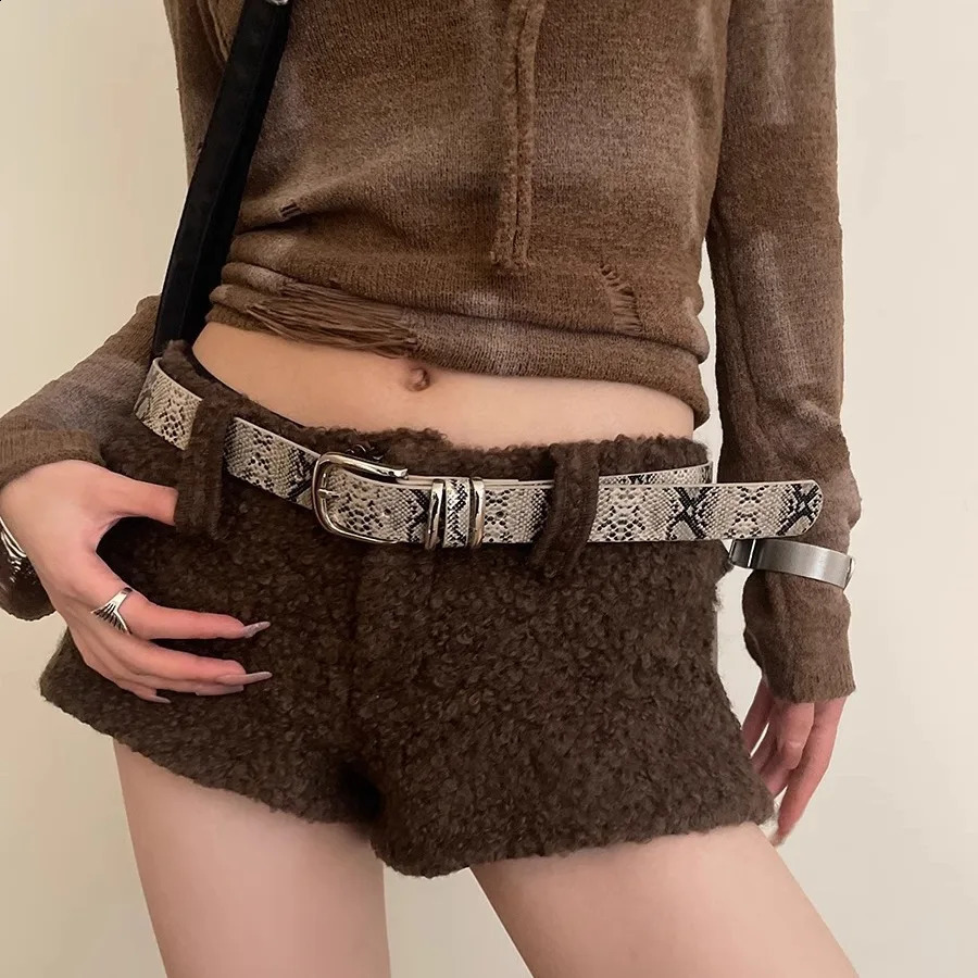 Harajuku Y2k Vintage Belt for Women Slim Leopard Print Pattern American Spicy Style Versatile Belt Accessories 241226