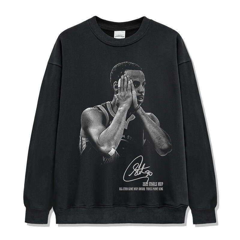 Curry's signature action night American printed short sleeved washed vintage t-shirt trend