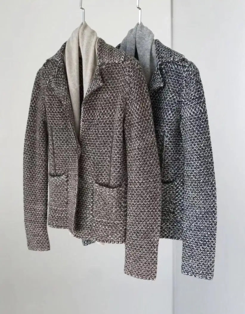 Autumn Winter 100 Cashmere Wool Women Sweater Tailored Collar Two Piece Knit Cardigan French Casual Soft Suit Tops 241225