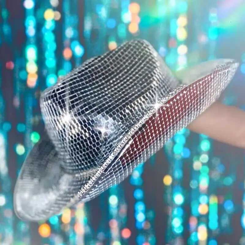 Mirror disco cowboy hat reflective sequins amazing disco C suitable for women exquisite cowboy hat stage props W241225