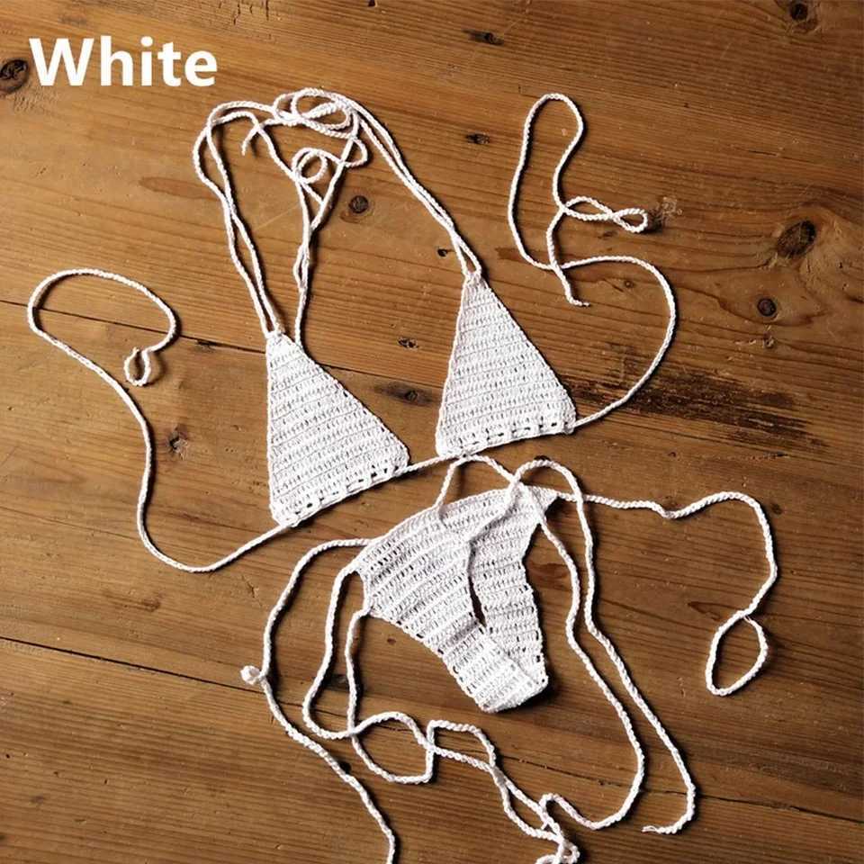Sexy womens handmade crochet bikini set lace top swimsuit 2-piece/set womens swimsuitW241225