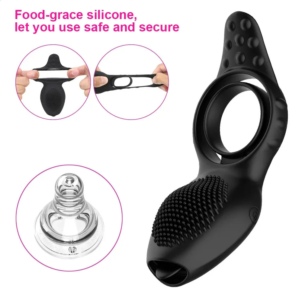 Strap On Penis Brush Vibrator For Couple Men Cock Rings Stretcher Lock Women Clitoris Licks Stimulator Anal Plug Sex Toys Adult 241226