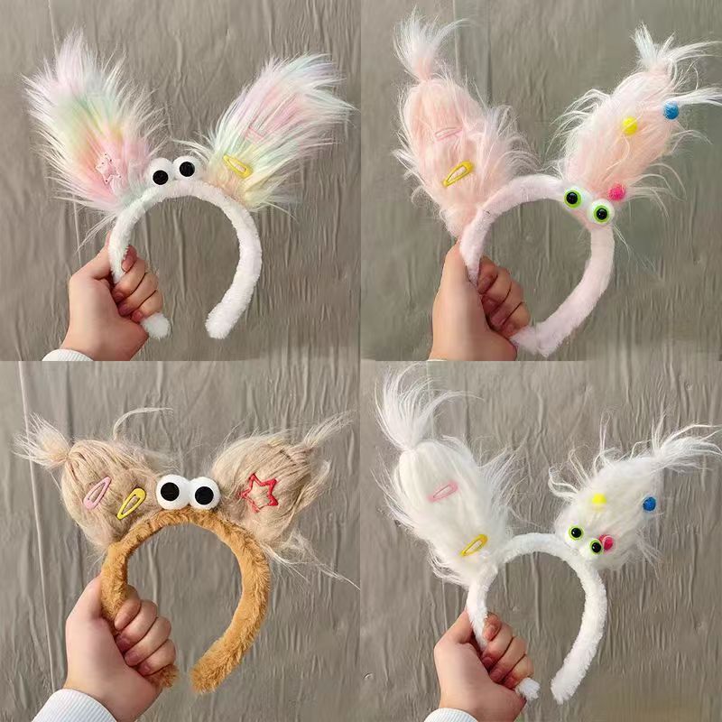 New Sanfu Ugly Doll Grab Clip Hair Hoop Plush Funny Cute Earband Headband Girl Heart Photo Hair Accessories