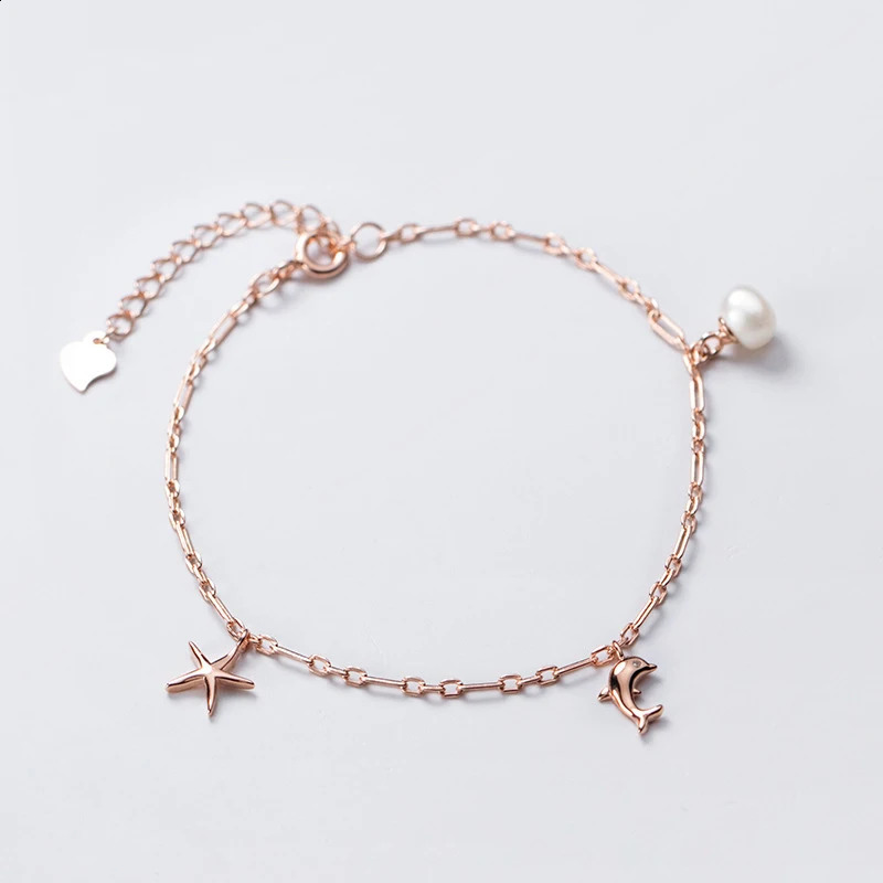 Dolphin Starfish Female 925 Anklet Women Sterling Silver Women Fashion Bracelet Pearl Hand Jewelry Fine Chain Ladies Aesthetic 241226