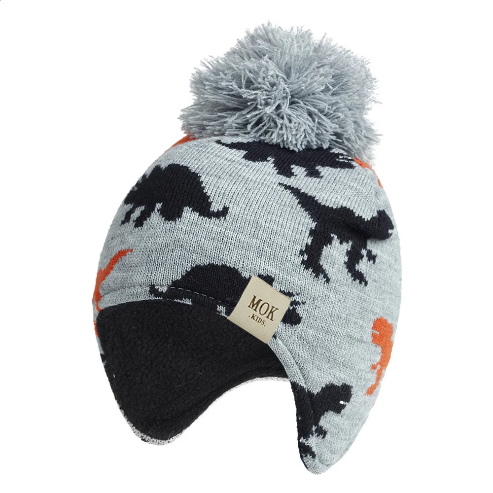 Baby Knitted Hat Europe and The United States Autumn Winter Dinosaur Ear Caps for Boys Girls Childrens Wool Hats 241225