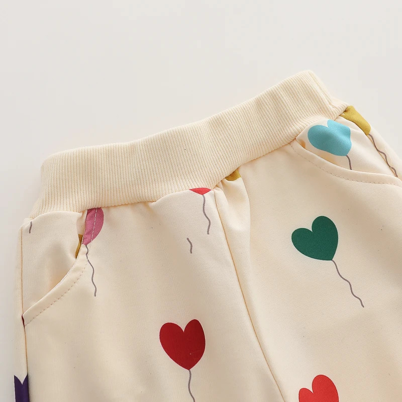 2PCS Infant Spring and Autumn Full Print Love Balloon Fashion Long sleeved Pants Set 241225