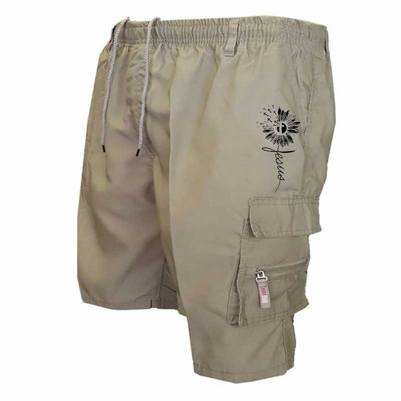 High quality mens casual shorts with loose fit and camouflage tactical shorts W241226