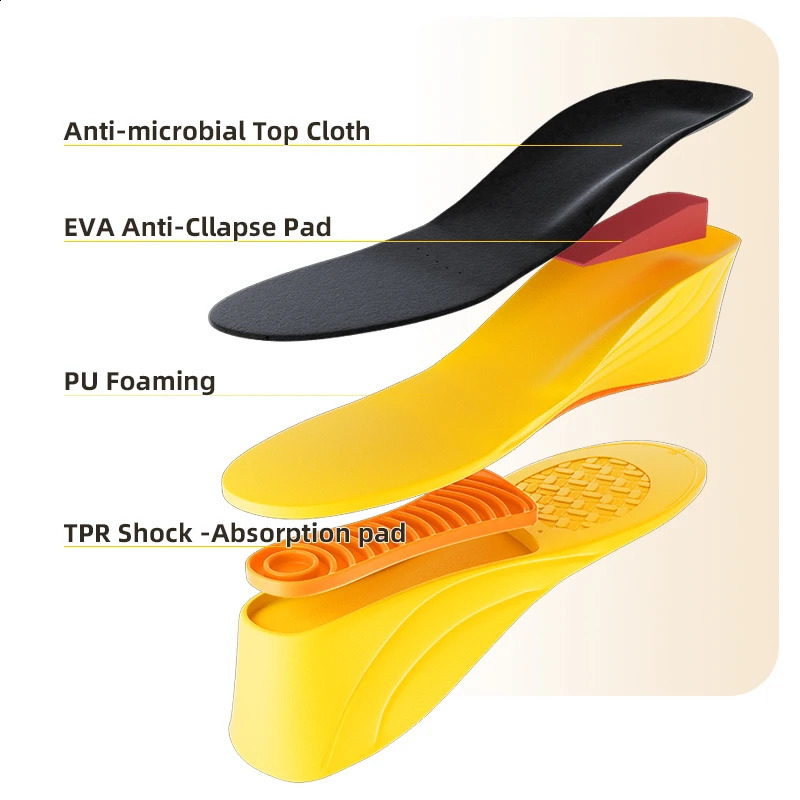 Height increase insoles for men/women 2/3/5 cm up invisiable arch support orthopedic insoles shock absorption blue/black color 241226