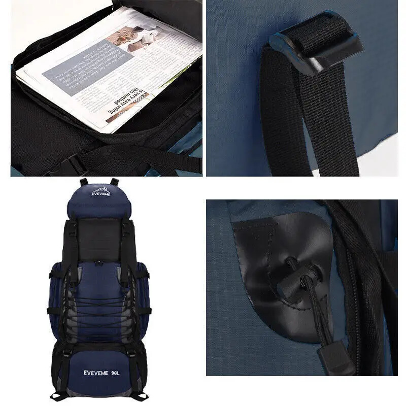 90L Hiking Waterproof Rucksack Camping Outdoor Travel Bag Lage Large Backpack 241225