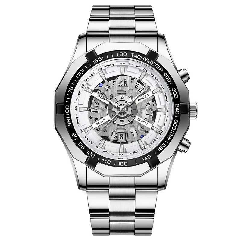 New Arrival UTHAI mens watch light luxury business hollow luminous pointer waterproof stainless steel metal strap quartz watch H169 Z241226