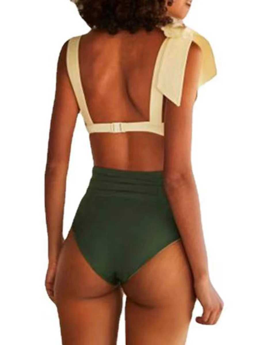 String Lovely bikini 2024 womens high waisted swimsuit solid retro swimsuit womens swimsuit bathroom swimsuit summer beachwearW241225