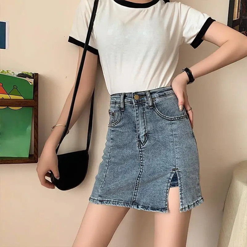 Woman Jeans Pants High Waist Skirt A Line Denim Womens Summer Culottes Pantalones Vaqueros Mujer 241225