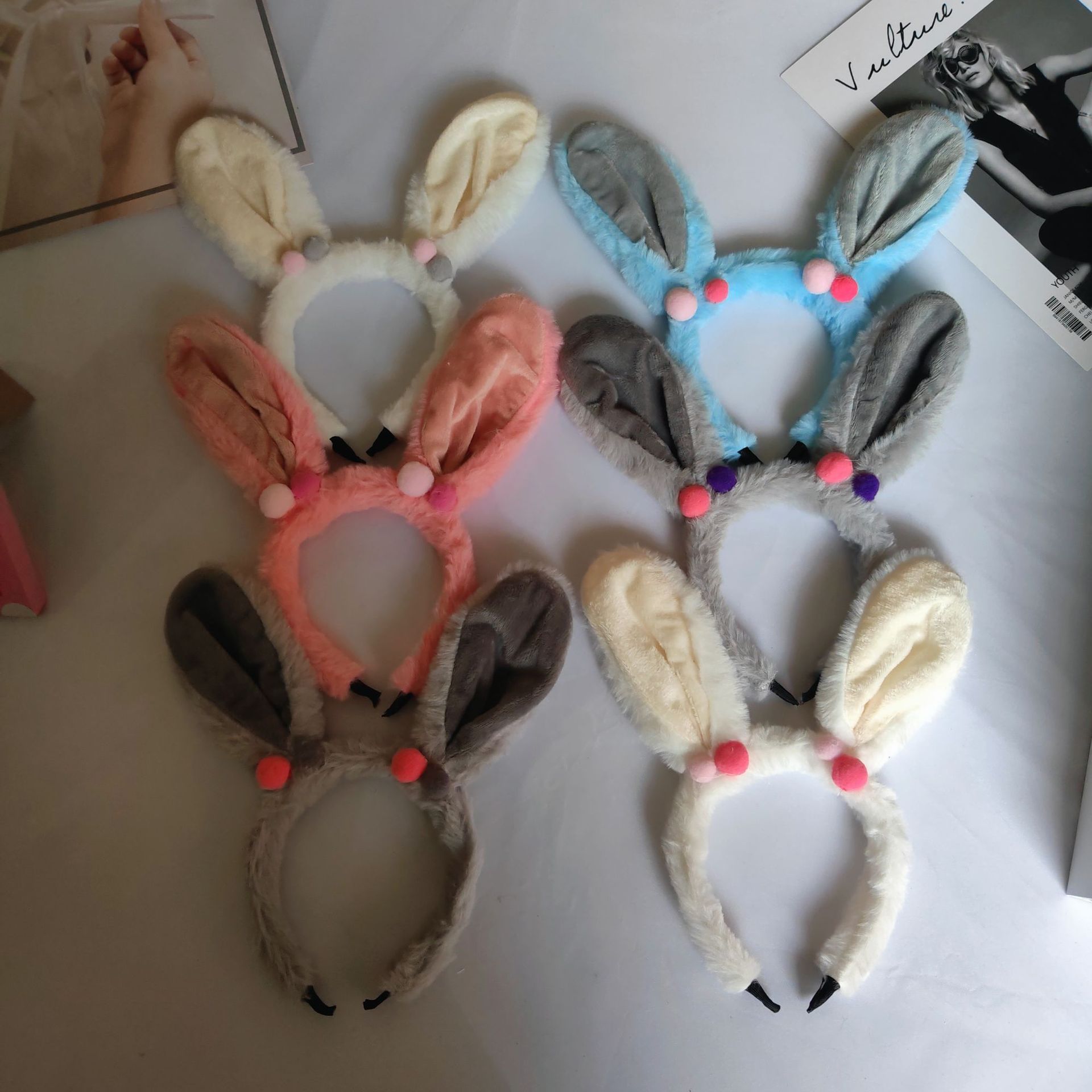 New rabbit ear plush headband Easter Korean version cute children's face wash headband amusement park holiday performance hair accessories