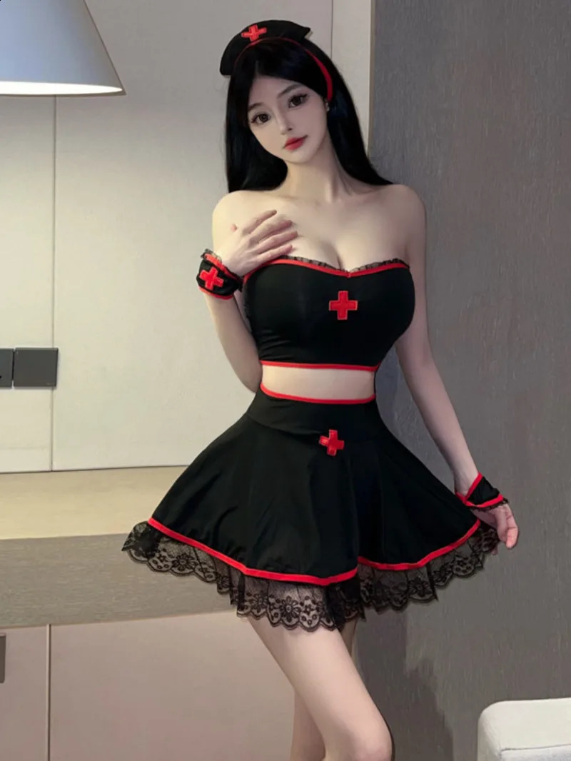 Sexy Nurse Uniform JK Cosplay Seduction Pure Desire Dress Elegant Tank Mini Dress Sweet Sexy Korean Women Tops BEO7 241226