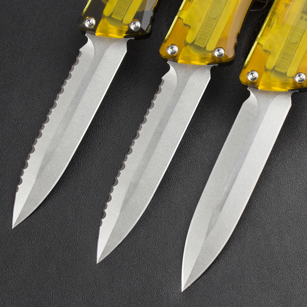 High End Tactical Knife D2 Stone Wash Blade CNC Aviation Aluminum PEI Handle Outdoor EDC Pocket Knives with Nylon Bag
