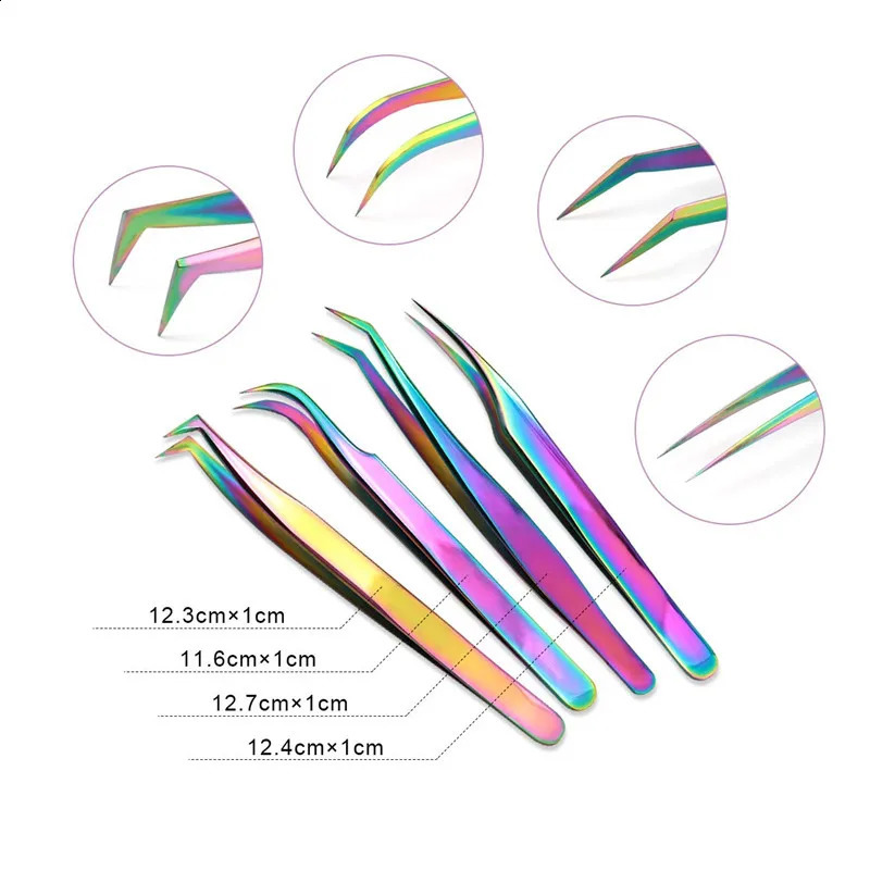 Eyelashes Tweezers Set False Eyelash Extension Supplies Professional Lash Tongs Pliers Volume Eyebrow Clip Makeup Nail Art Tools 241223