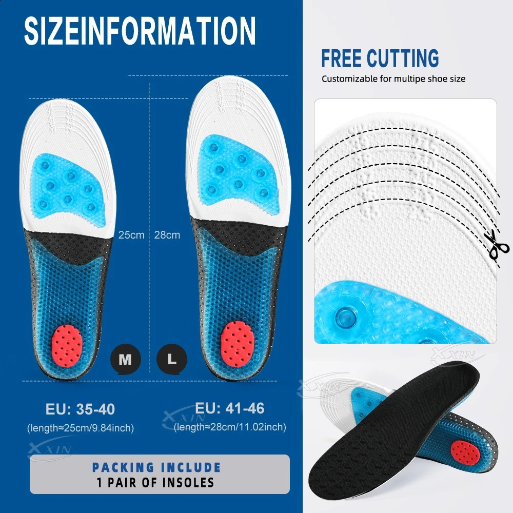 Spring Insole Basketball Sport Insoles for Men Women Silicone Arch Support Shoe PAd Size 35-46 241226