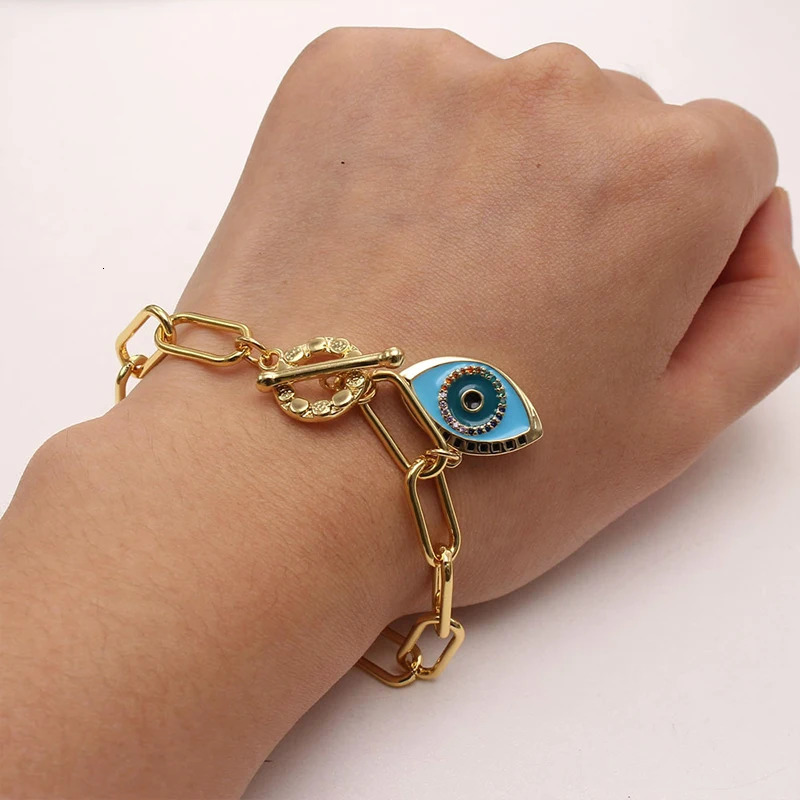Gold Bracelets For Men Women Golden Plated Jewelry Charms Boho Paperclip Chain Retro Accessories Gift For Boyfriend 241225