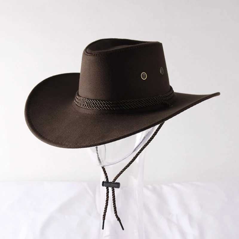 Fashionable Western cowboy hat with wide eaves and solid color potted hat suitable for unisex direct shipping W241225