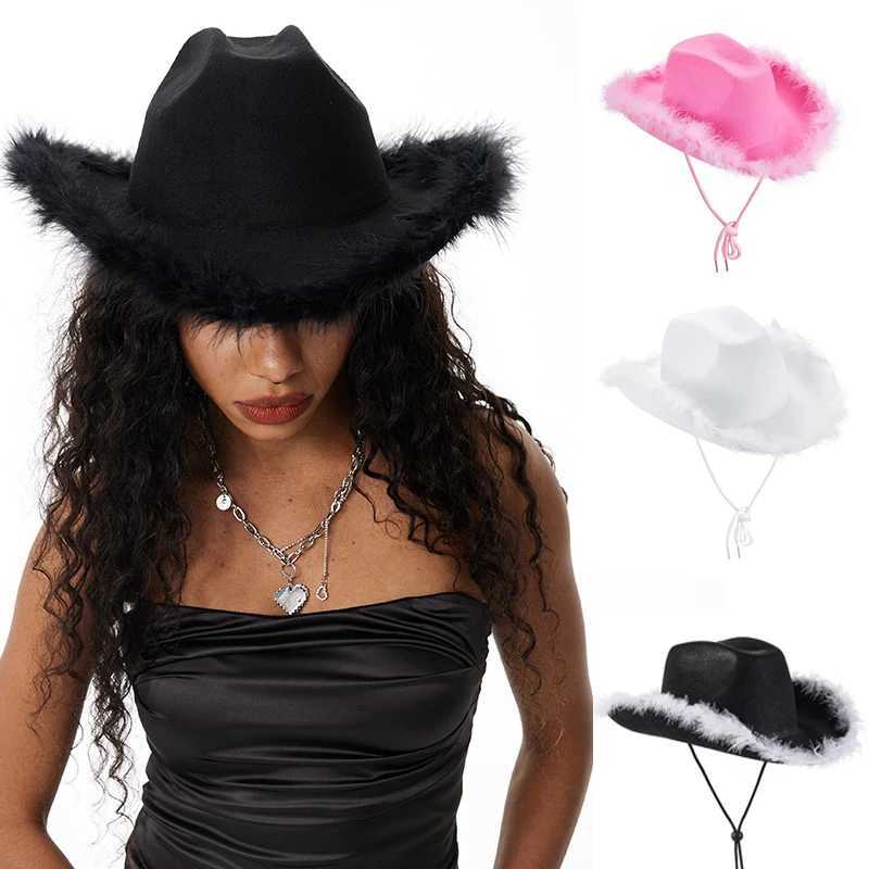 New Western Cowboy Hat Retro Wide Brim Gentleman Cowboy Girl Jazz Hat Mens Holiday Party Role Playing Decorative Hat W241225