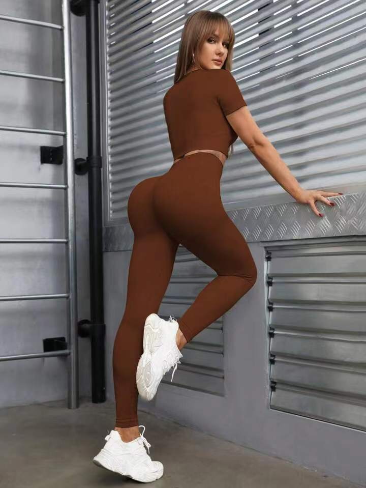 Women's yoga pants straight leg tight pants sports suit peach hip pants fitness suit girls' running gym slim fit not awkward jumping tight s